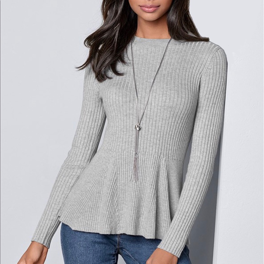 Venus Ribbed Peplum Sweater